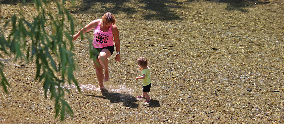 Mother and Baby Splashing